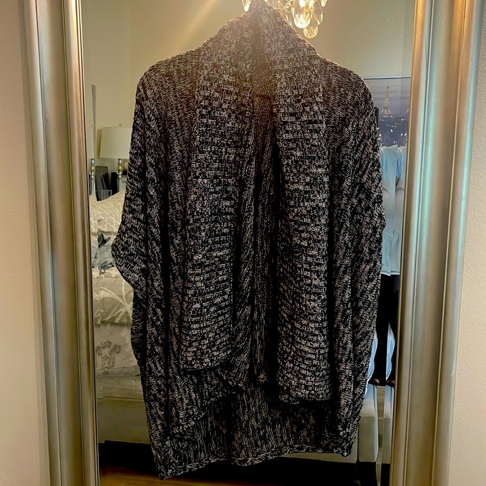 Michael Stars Open Cardigan Sweater Womens M/L Black Gray Chunky Anthropologie